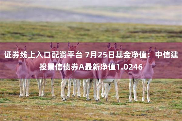 证券线上入口配资平台 7月25日基金净值：中信建投景信债券A最新净值1.0246