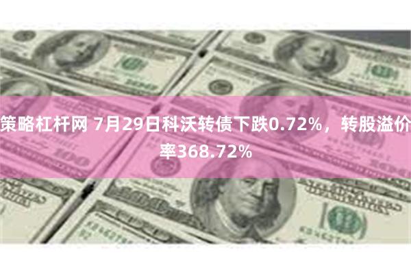 策略杠杆网 7月29日科沃转债下跌0.72%，转股溢价率368.72%