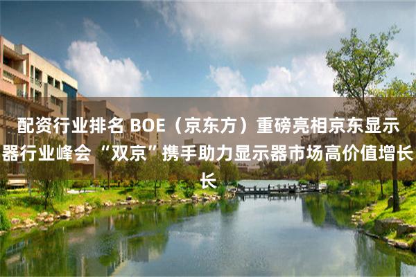 配资行业排名 BOE（京东方）重磅亮相京东显示器行业峰会 “双京”携手助力显示器市场高价值增长